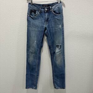 Armani Jeans Exchange Men's Skinny Distressed Blue Denim Jeans 30x32